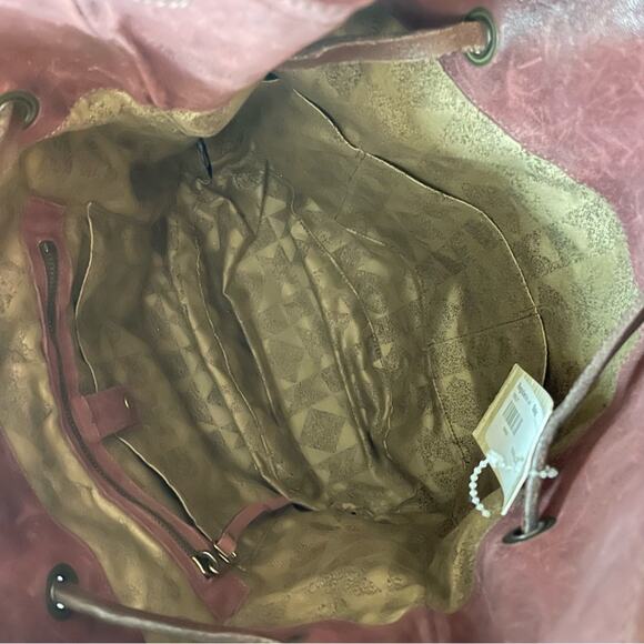 A.S.98 | Women’s Merlot Burgundy Leather Hobo Bucket Bag Leather Shoulder Purse - Picture 5 of 8